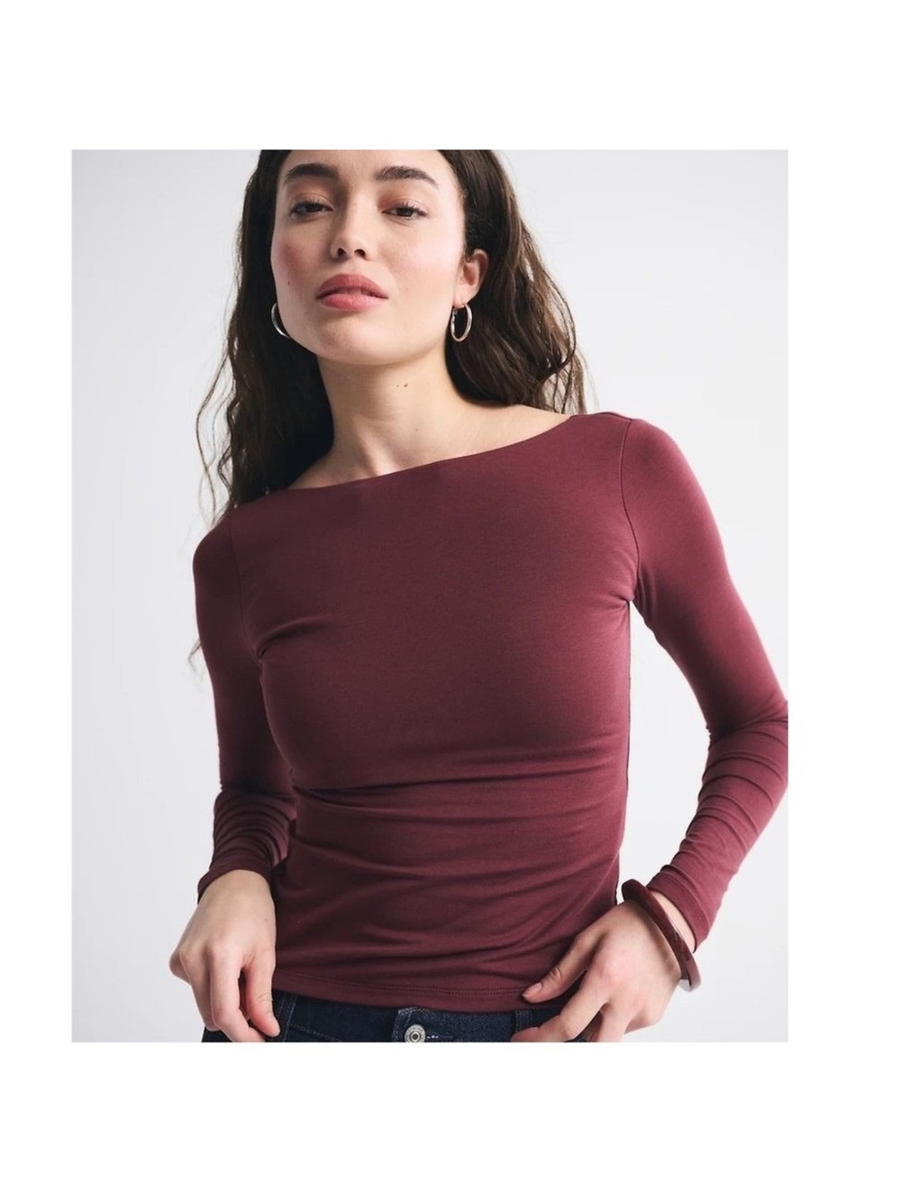 Abercrombie & Fitch Bra Free Collection Burgundy Long Sleeve in XS
